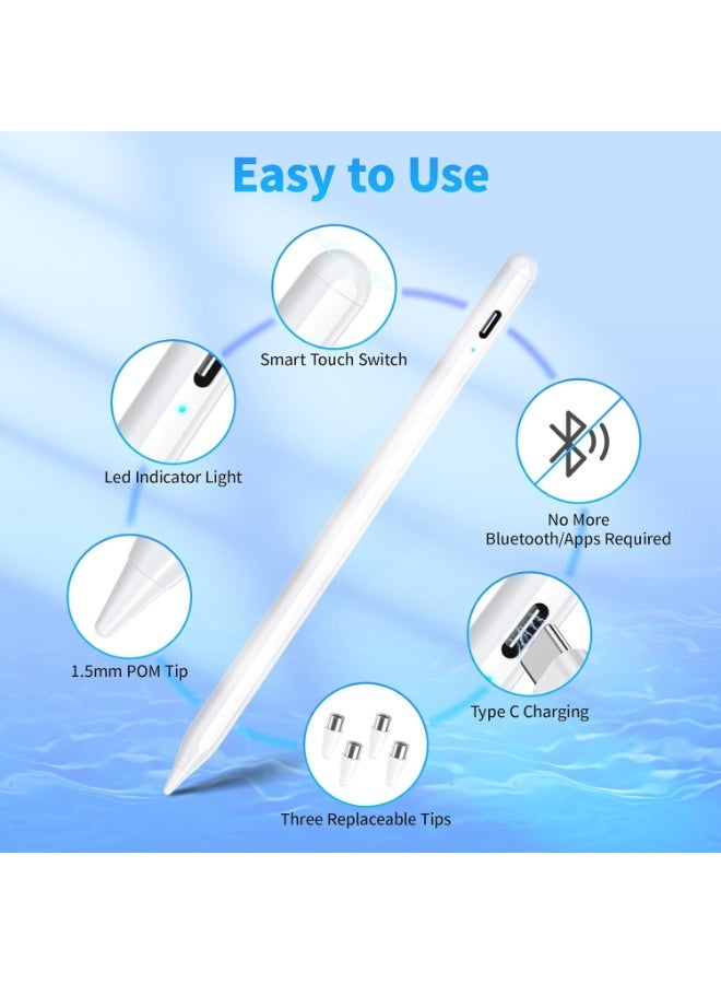 Stylus Pen for Touch Screens – Rechargeable 1.2mm Fine Point with Palm Rejection Active Smart Pencil, Universal Digital Touch Screen Pen for iOS & Android Devices - Image 2